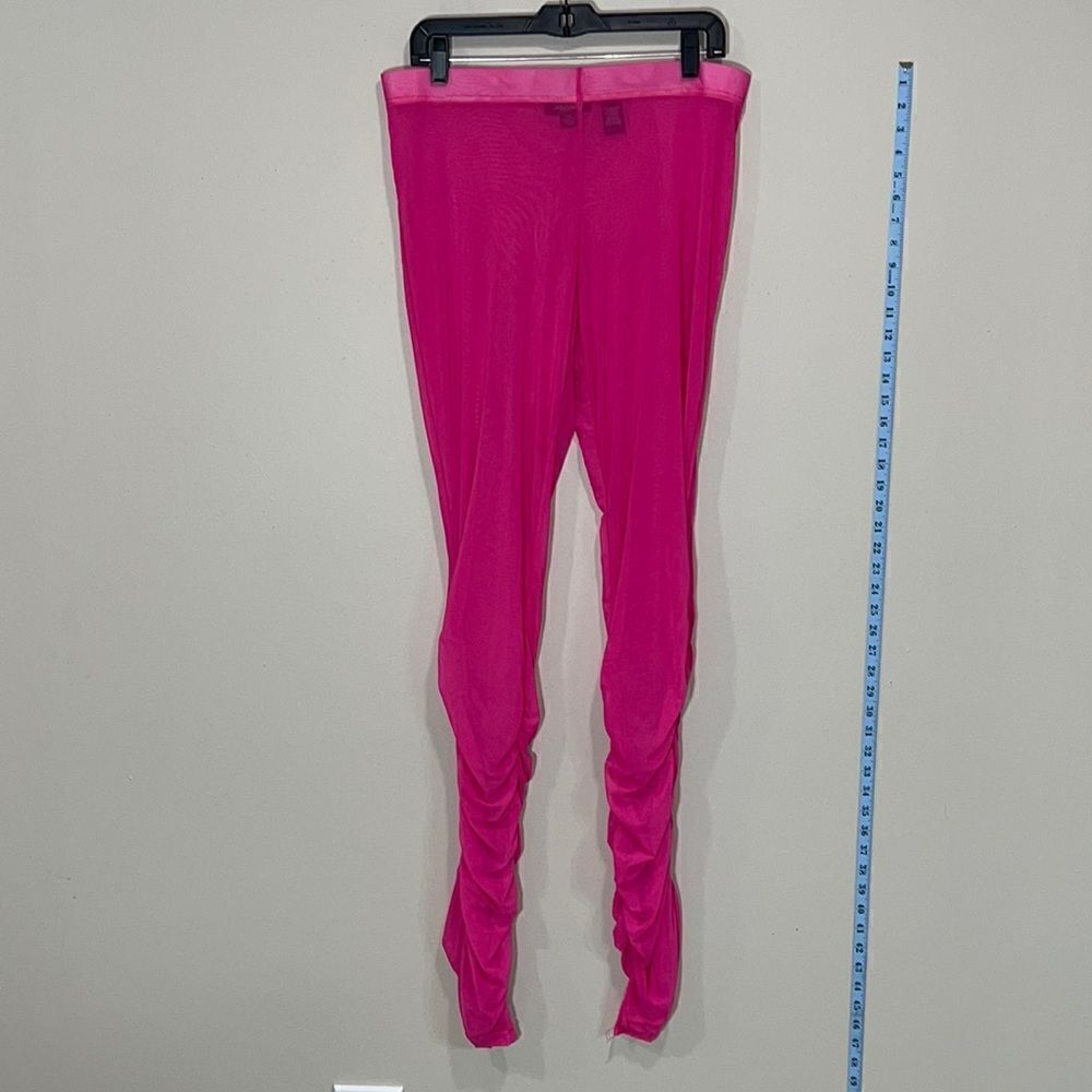 Plus Size Pink See Through Mesh Scrunched Pants By Rouge. Size 3X.